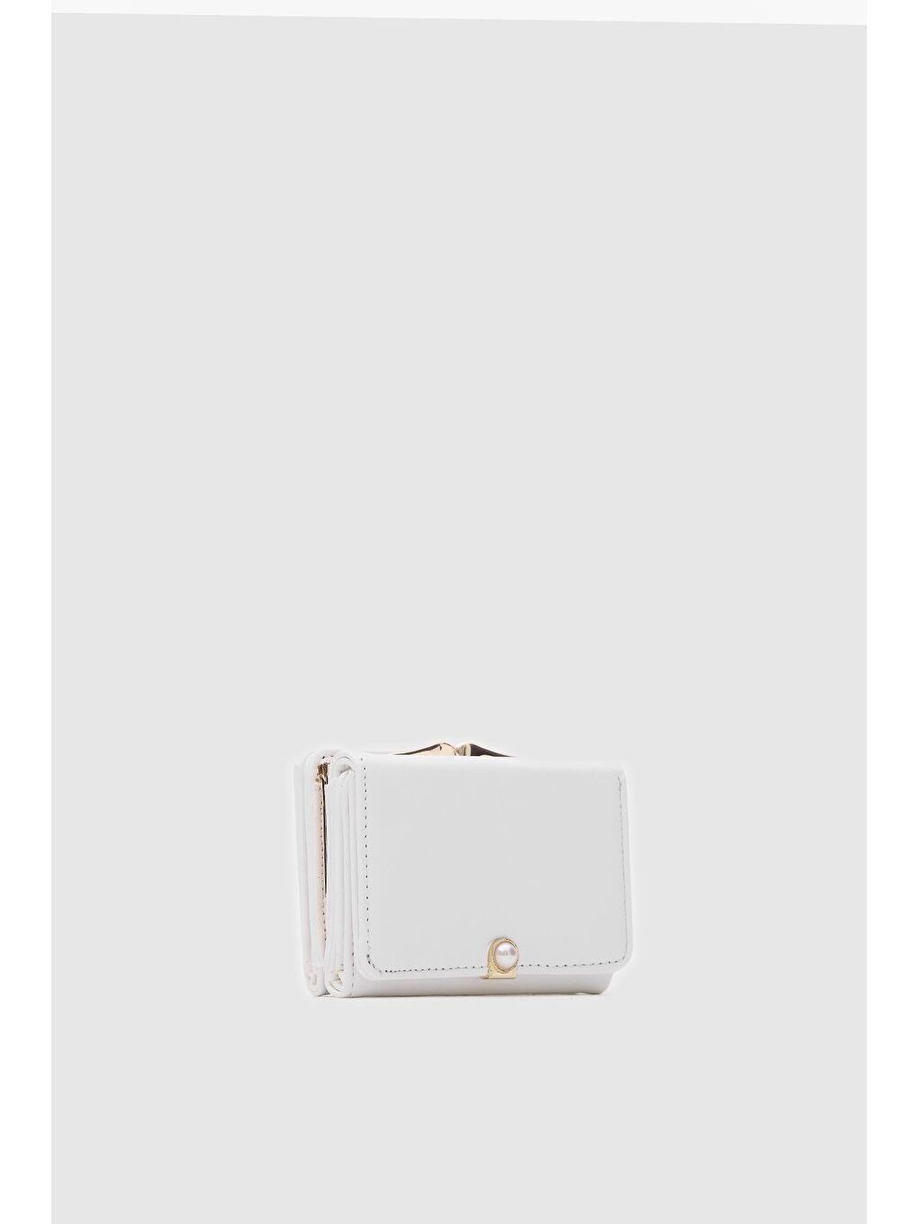 Daisy İncili Burslu Cüzdan Beyaz-1