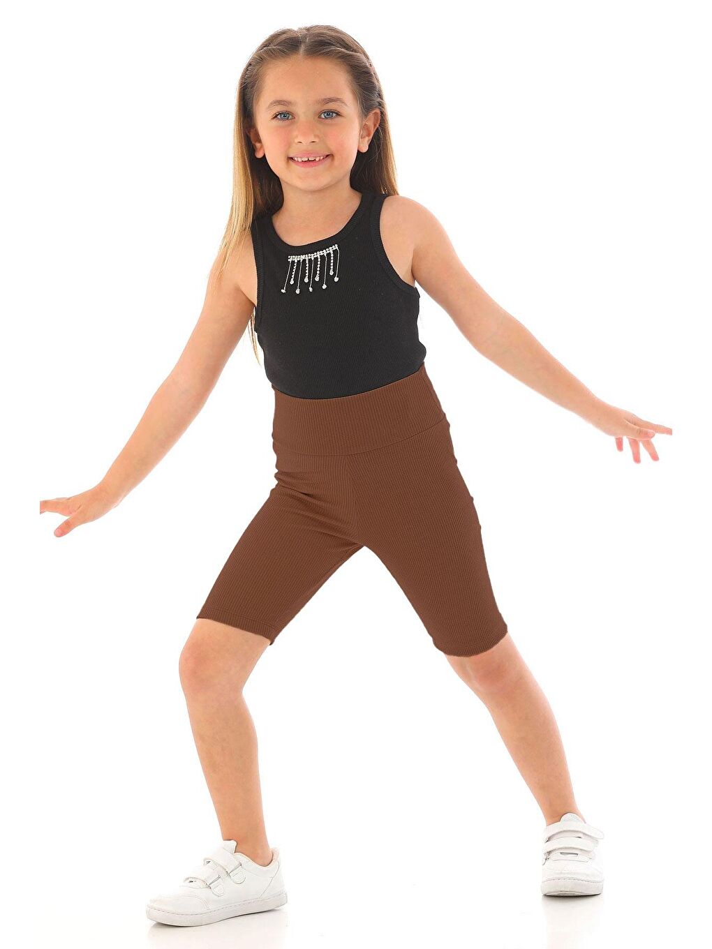 Fitilli Kahverengi Renk Kız Çocuk Tayt-1