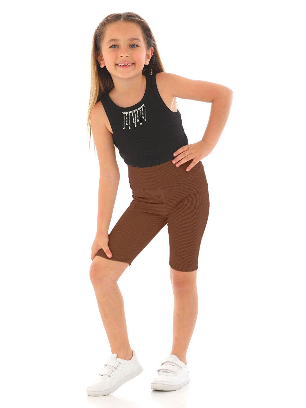 Fitilli Kahverengi Renk Kız Çocuk Tayt-3