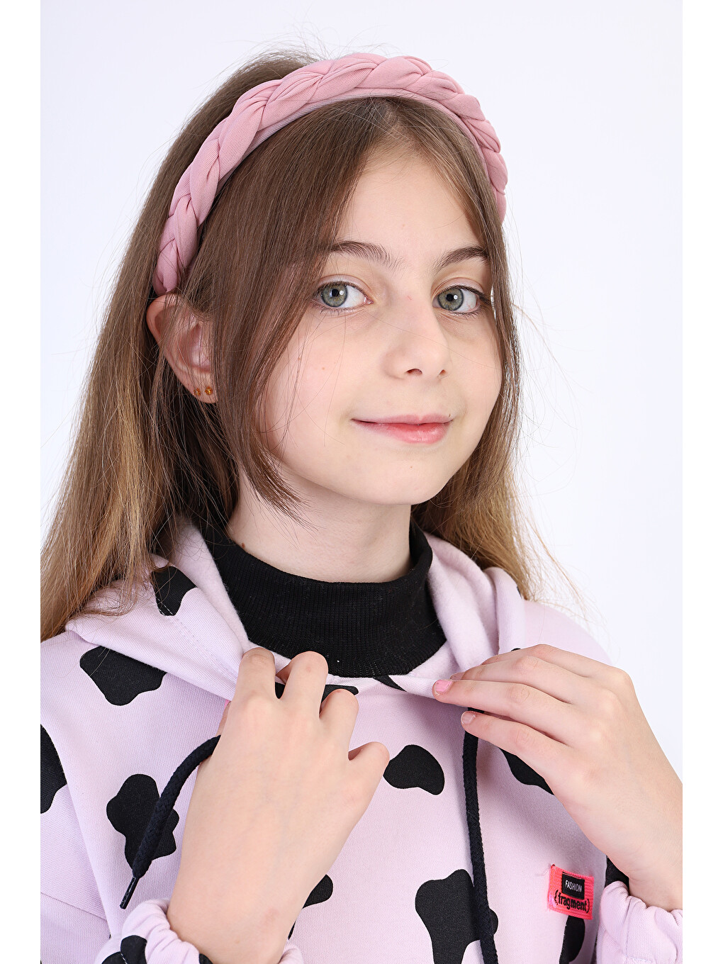 Lila Kız Çocuk Komple İnek Baskılı Sweatshirt-1