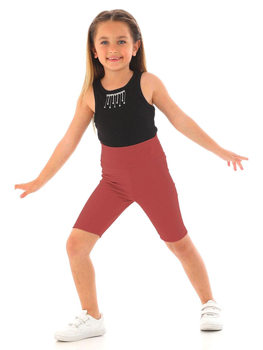 Pembe Fitilli Gül Kurusu Renk Kız Çocuk Tayt-4