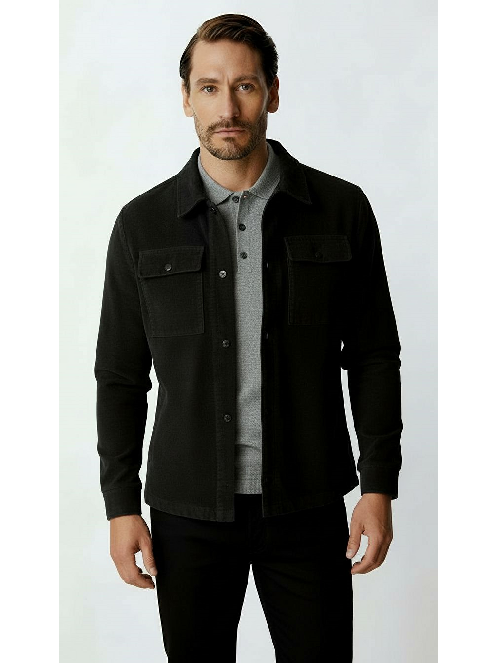 Siyah Kadife Erkek Mont – Modern Hafif Mevsimlik Mont