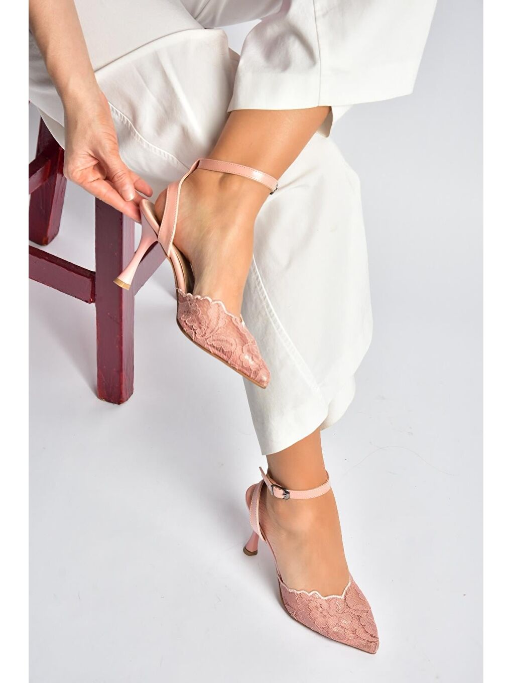 Pembe Pudra Kadın Topuklu Ayakkabı Y752044206-2