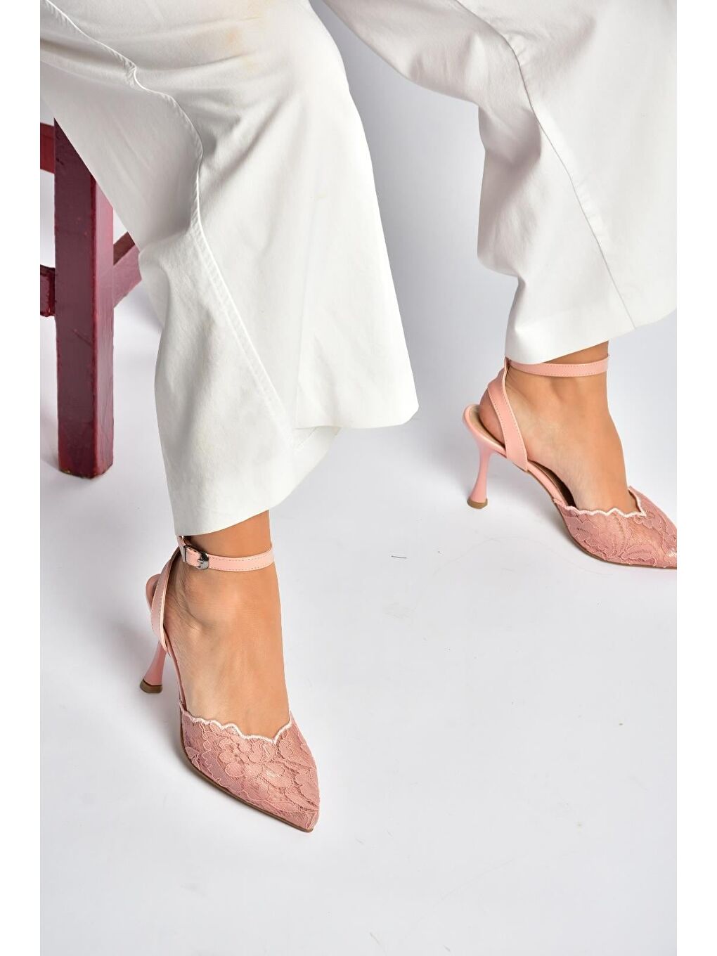 Pembe Pudra Kadın Topuklu Ayakkabı Y752044206-3