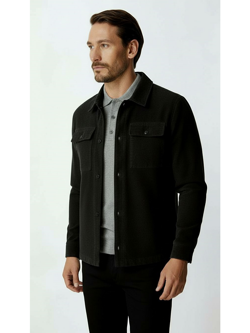 Siyah Kadife Erkek Mont – Modern Hafif Mevsimlik Mont-1