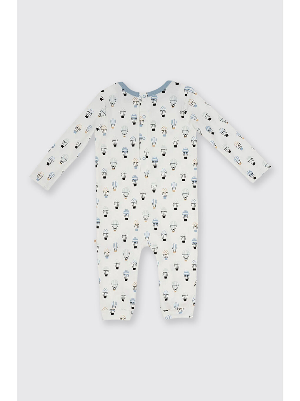 Yenidoğan Baskılı Uzun Kollu Patikli Ekru Tulum-1