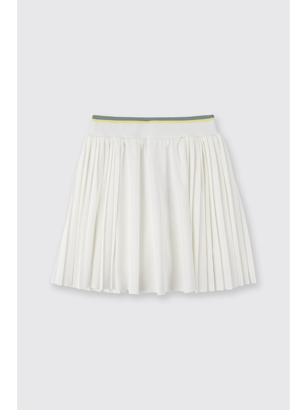 Kız Çocuk Beli Ribana Lastikli Pliseli Örme Ekru Şort Etek-4