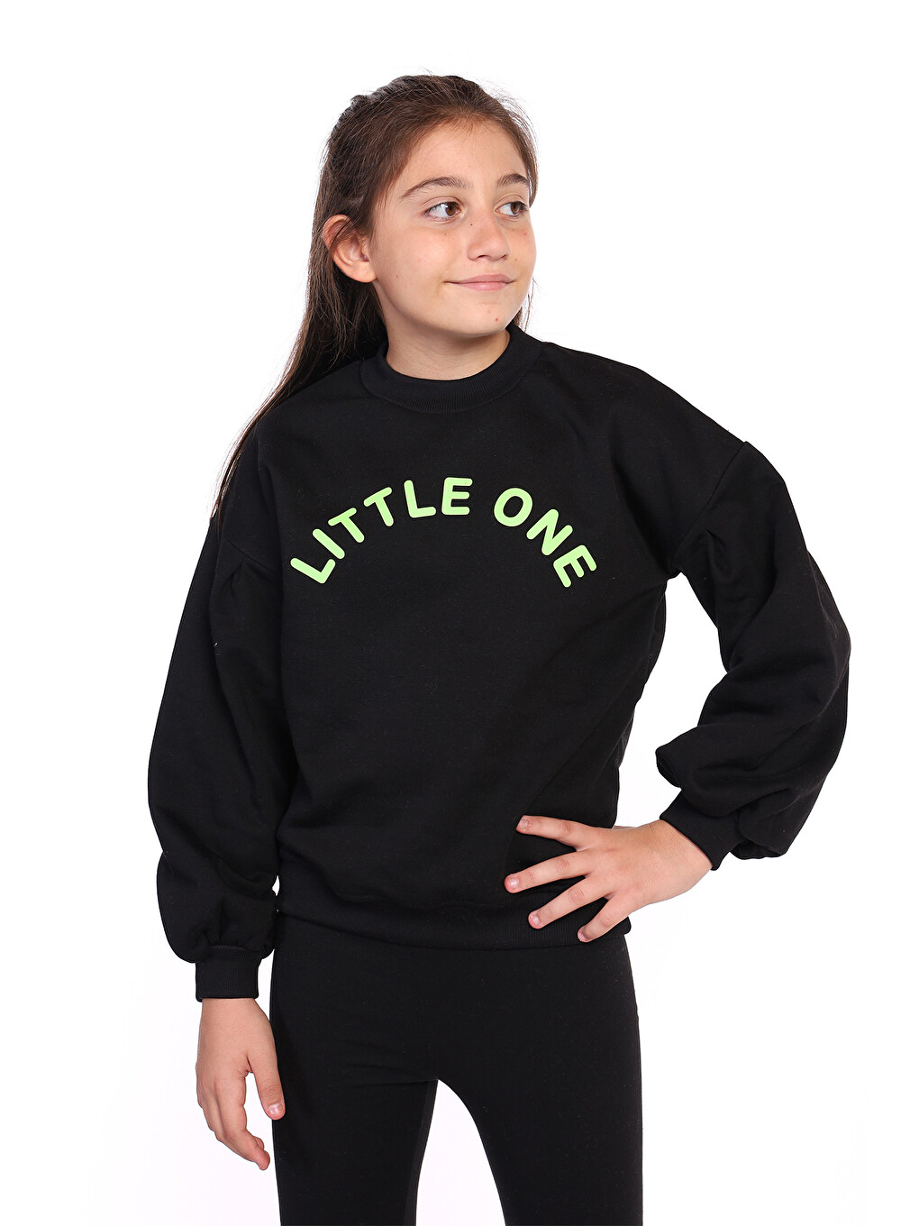Siyah Kız Çocuk Lıttle One Baskılı Sweatshirt