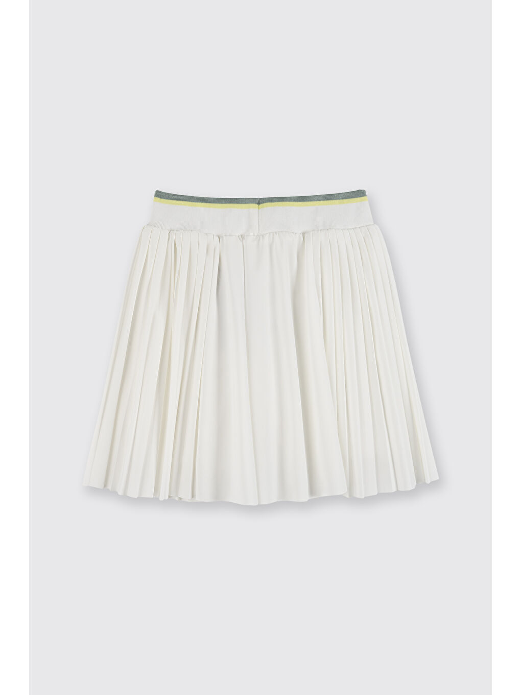 Kız Çocuk Beli Ribana Lastikli Pliseli Örme Ekru Şort Etek-5