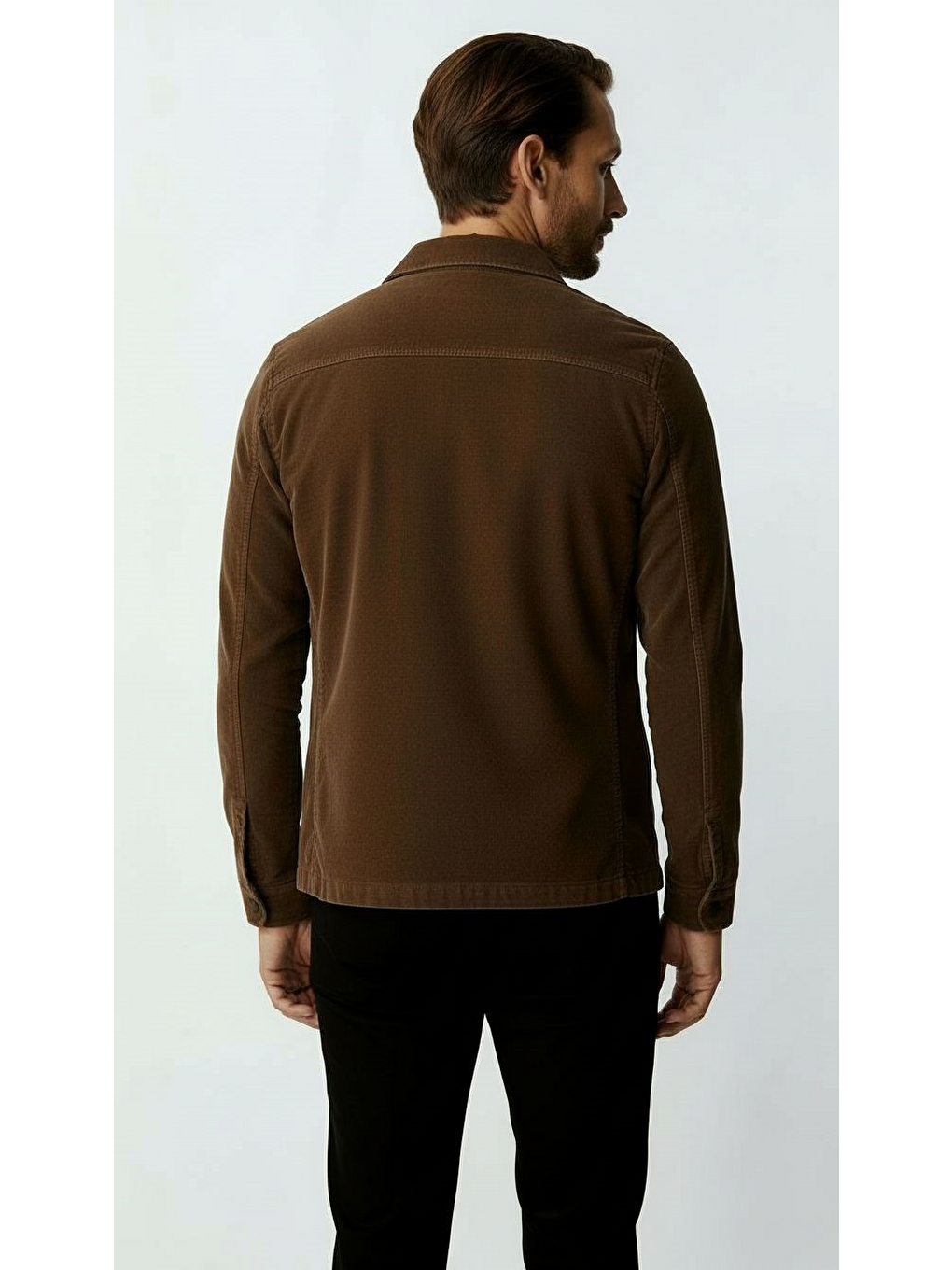 Kahverengi Kadife Erkek Mont – Modern Hafif Mevsimlik Mont-3