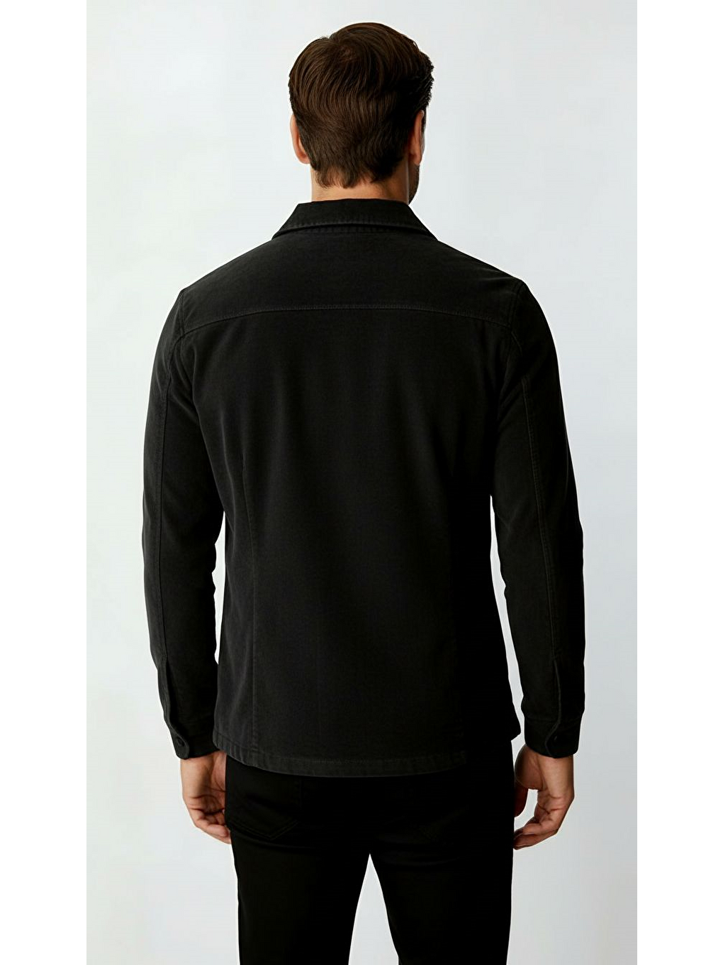 Siyah Kadife Erkek Mont – Modern Hafif Mevsimlik Mont-3