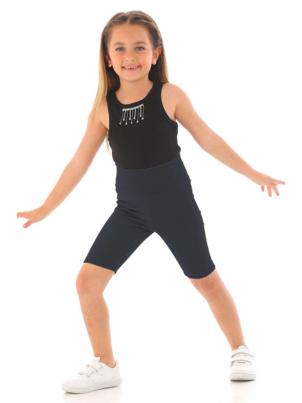 Gri Fitilli Füme Renk Kız Çocuk Tayt-1