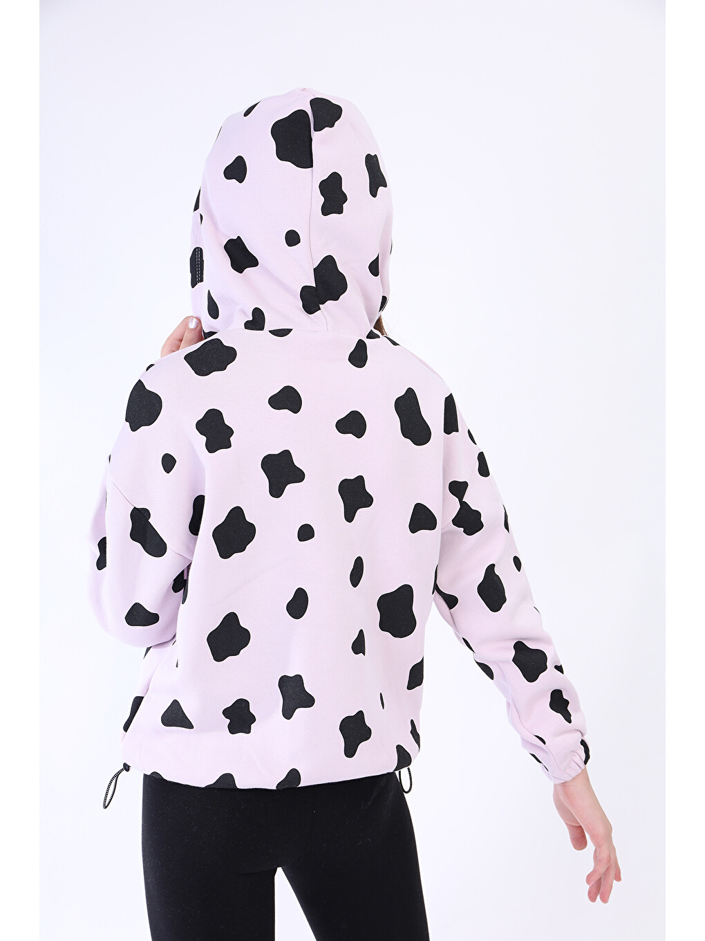 Lila Kız Çocuk Komple İnek Baskılı Sweatshirt-3