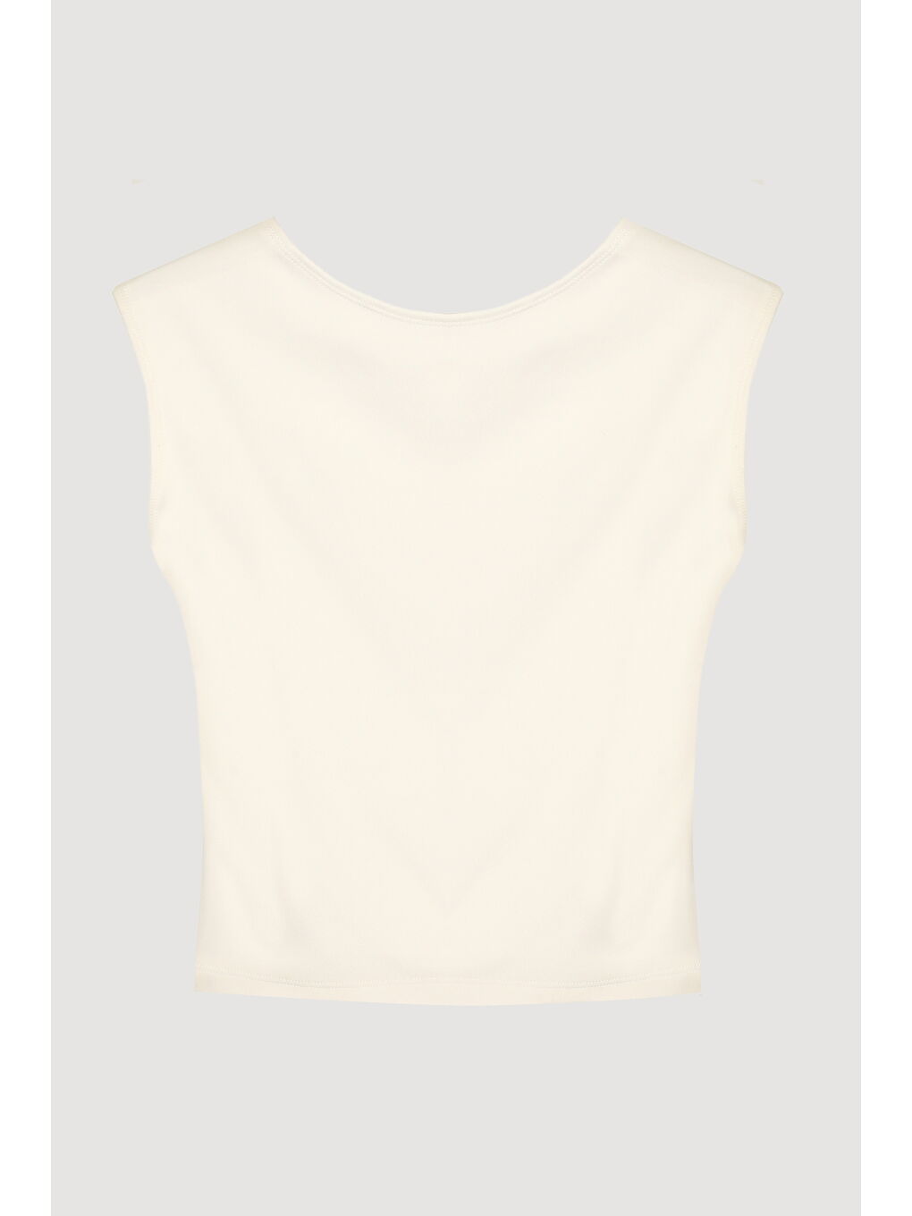 Sırt Dekolteli Basic Bluz Ekru-1