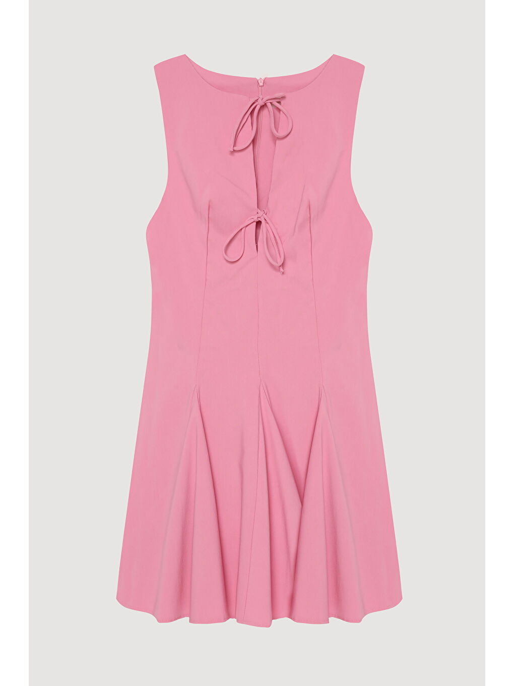 Fiyonk Bağlamalı Volanlı Mini Elbise Pembe