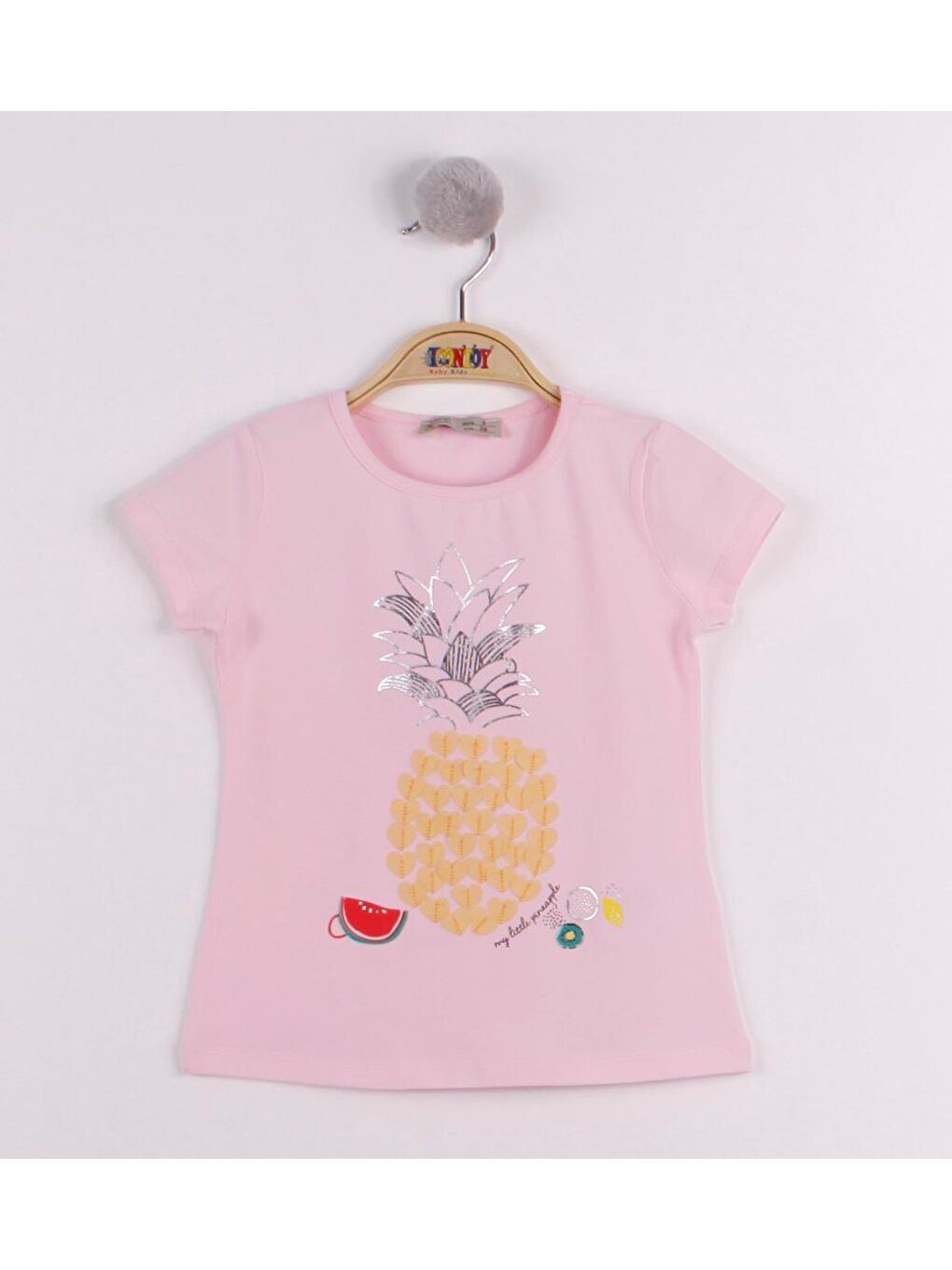 Toontoykids Pembe Kız Çocuk Ananas Baskılı Tişört