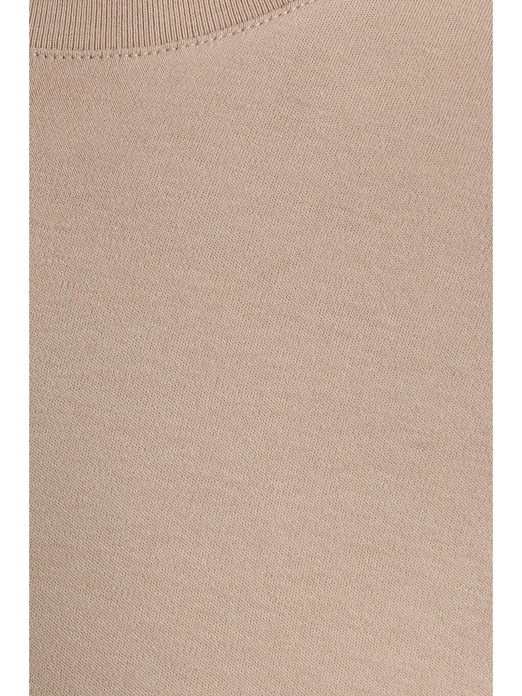 Unisex Relax Fit Rahat Kesim %100 Pamuk Yumuşak Dokulu Hafif Kalın Bej Bisiklet Yaka Tişört-5