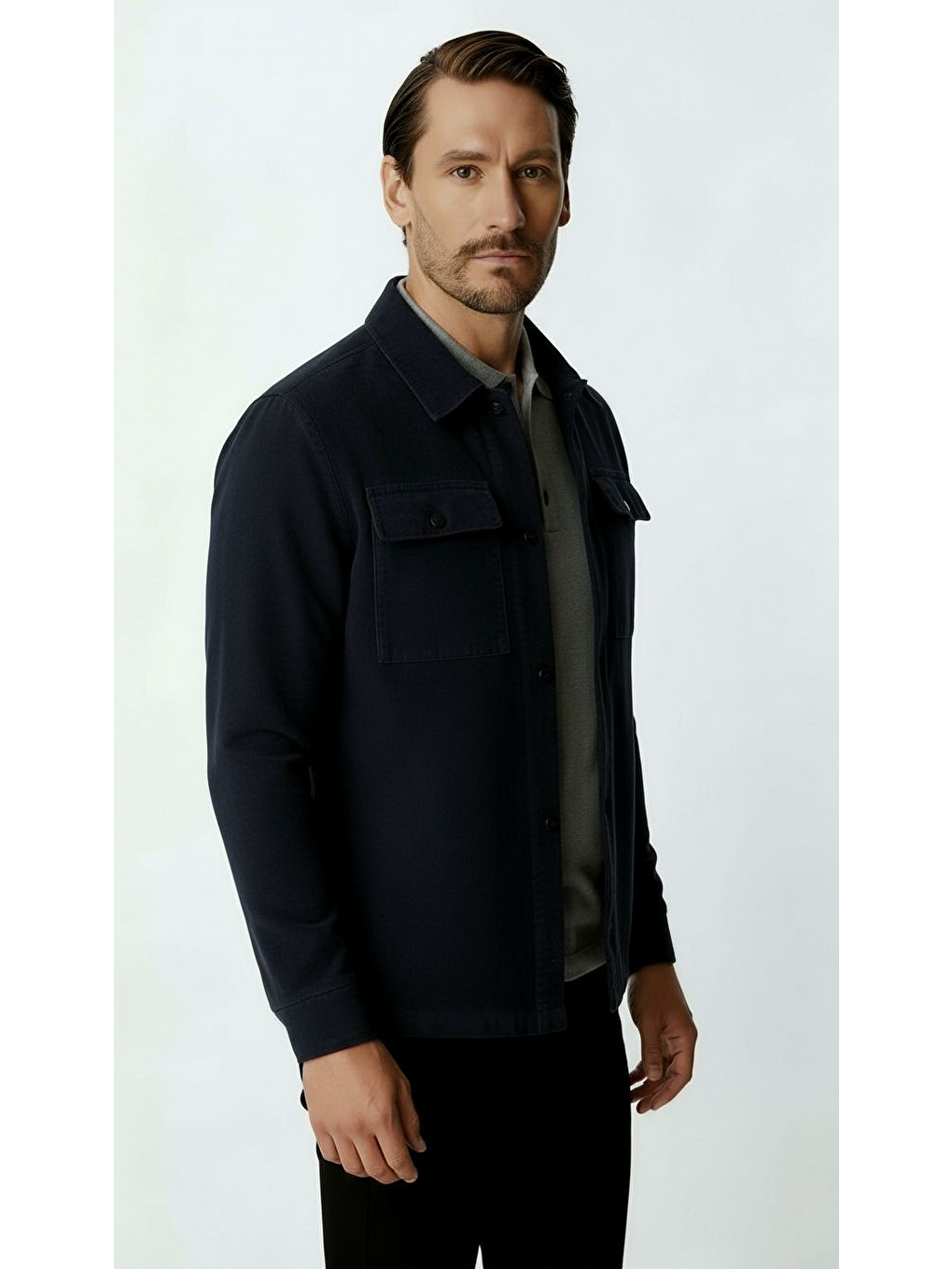 Lacivert Kadife Erkek Mont – Modern Hafif Mevsimlik Mont-4