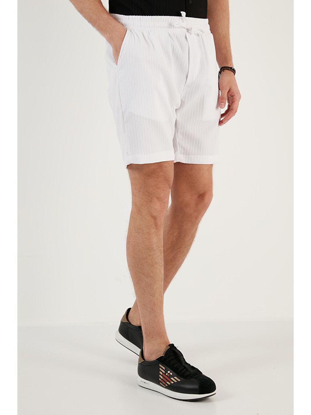 Buratti Beyaz Belden Bağlamalı Cepli Slim Fit Short CF24S657850 - 3