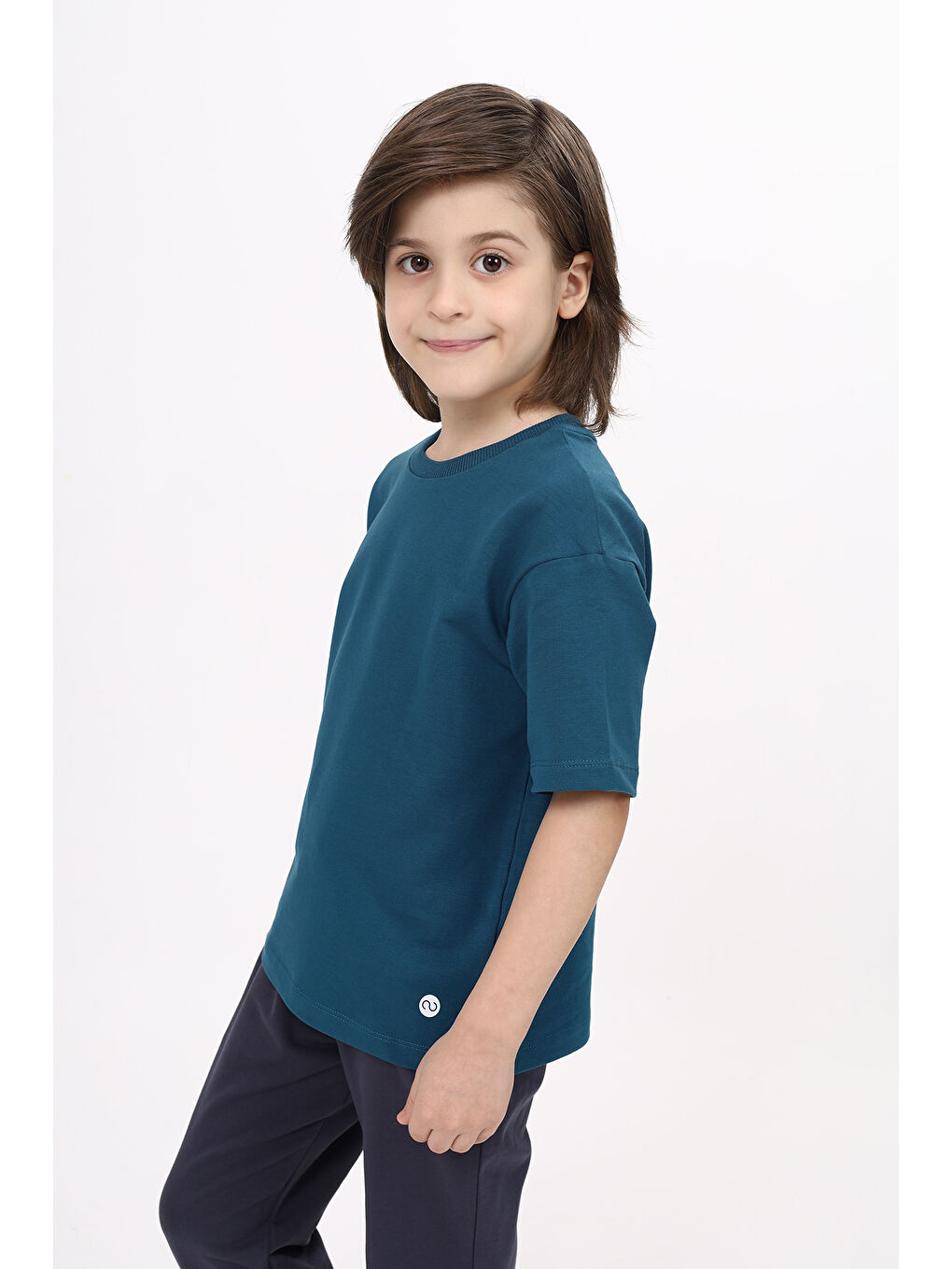 Petrol Unisex Çocuk Baskılı Tişört-1