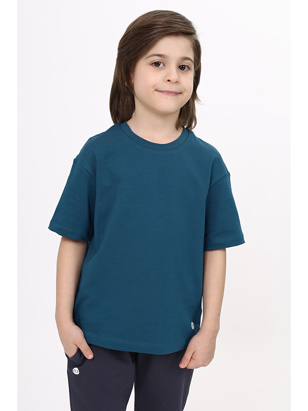 Petrol Unisex Çocuk Baskılı Tişört-3