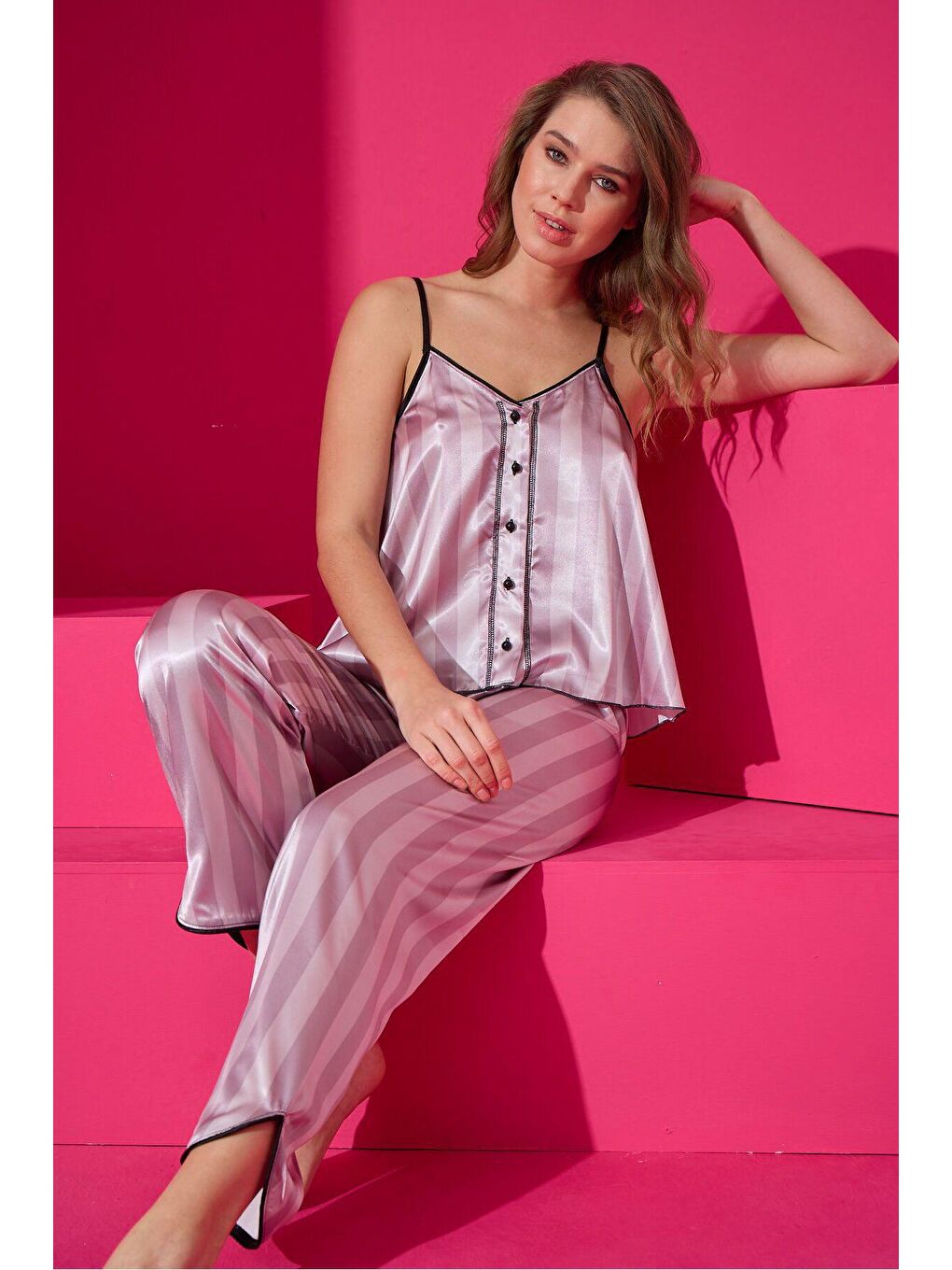 ELİTOL Lila Saten Pijama Takim 9511-4