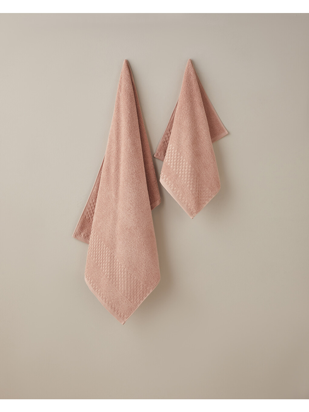 Pembe Border Check Pamuk Yüz Havlusu 50x80 Cm Somon-2