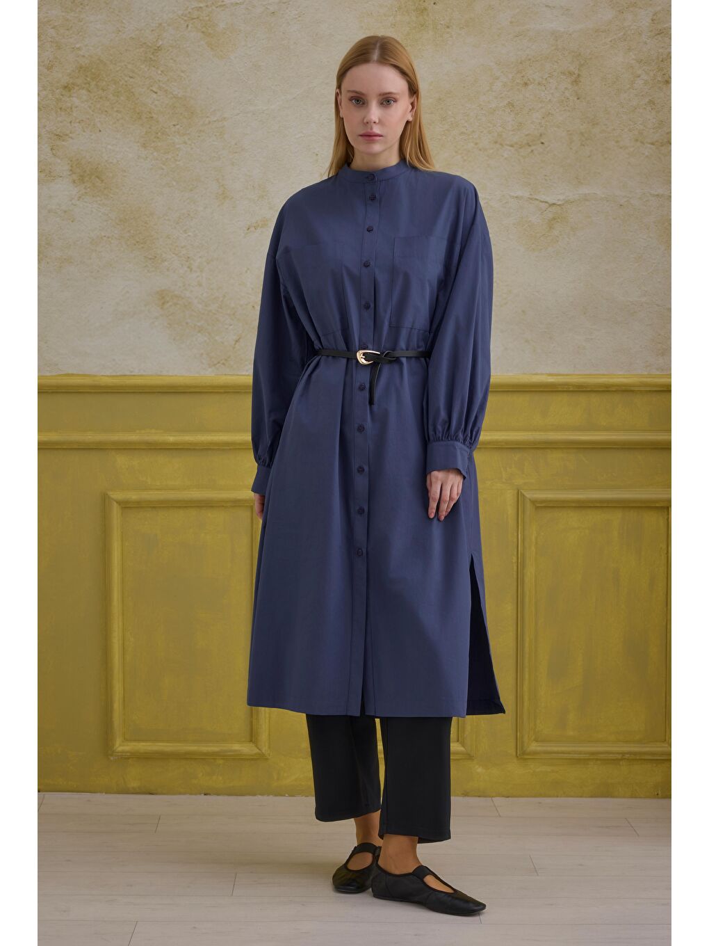 Hakim Yaka Uzun Tunik Koyu Jean Mavi-2