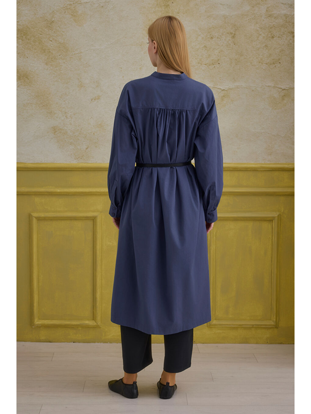 Hakim Yaka Uzun Tunik Koyu Jean Mavi-4