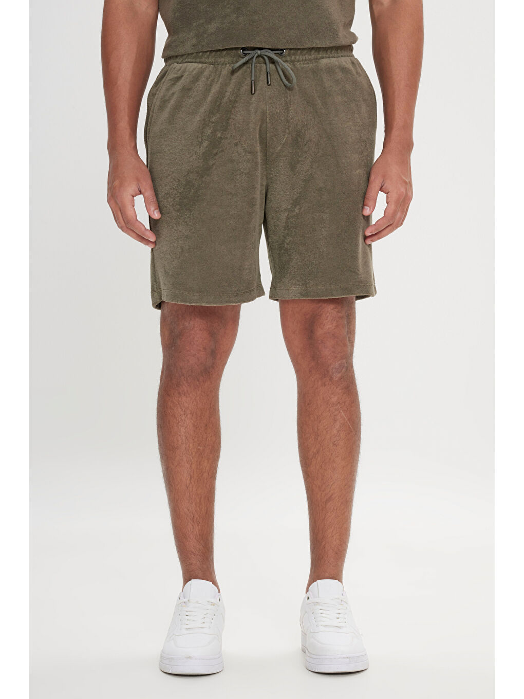 Erkek Haki Standart Fit Normal Kesim Havlu Şort-1