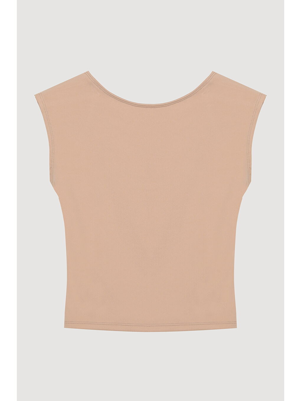 Sırt Dekolteli Basic Bluz Bej-1