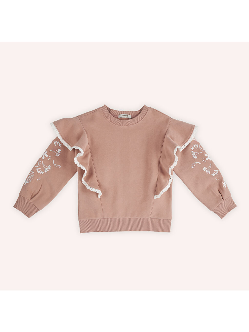 Panço Pembe Kız Çocuk Nakışlı Sweatshirt - 3