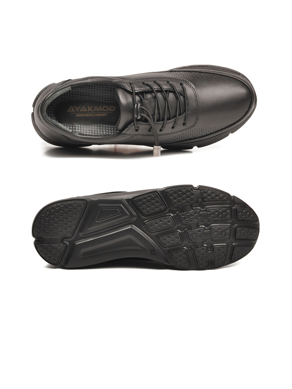 Siyah Hakiki Deri Ortopedik Kadın Casual Ayakkabı 695 Z-4