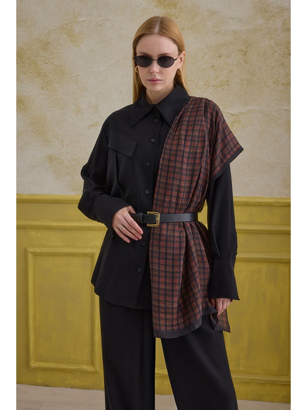 Modern Cep Detaylı Gömlek Siyah-2