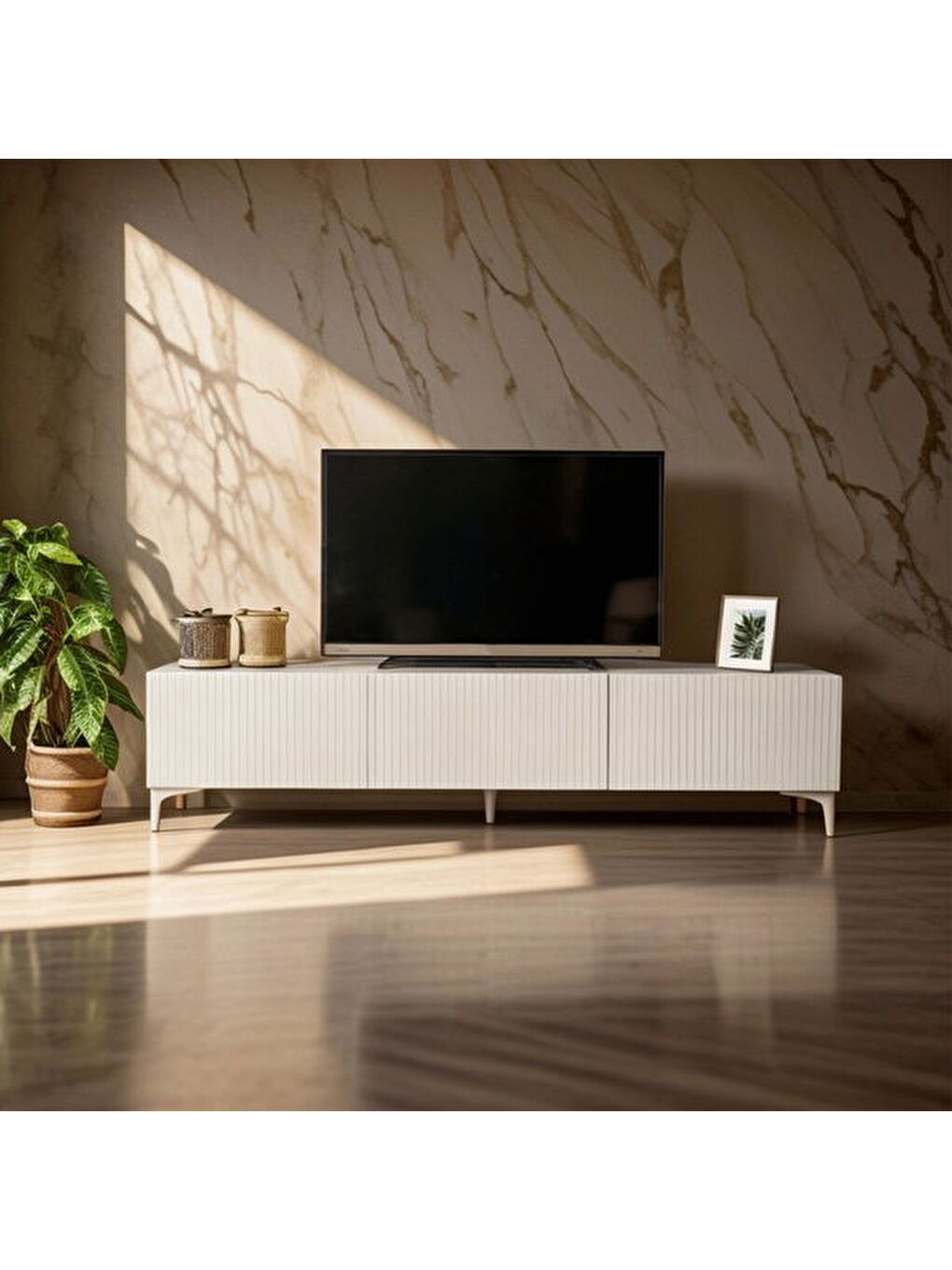 Alwin Tv Ünitesi - Beyaz - 42x35x181 cm