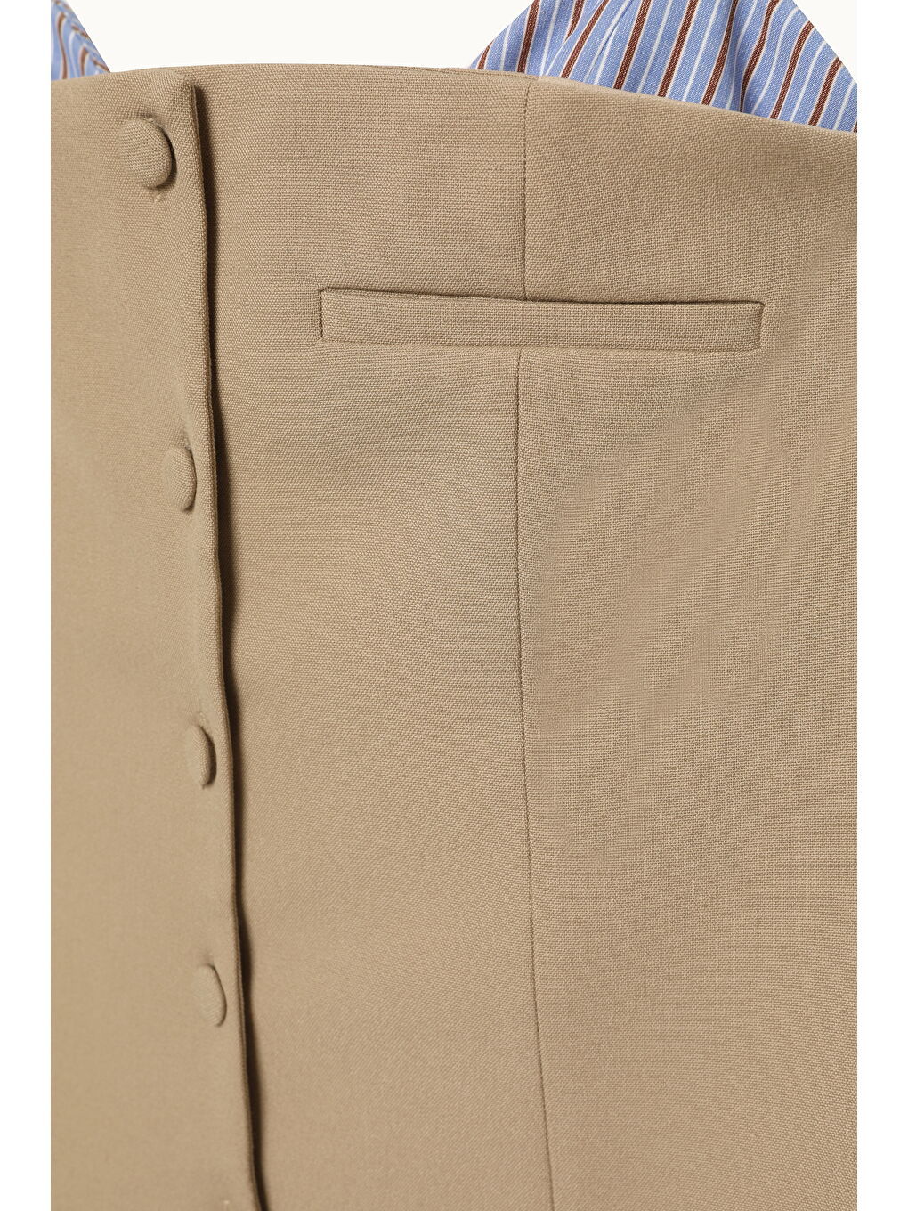 Büstiyer Bluz Garnili Pileli Mini Elbise Bej-2