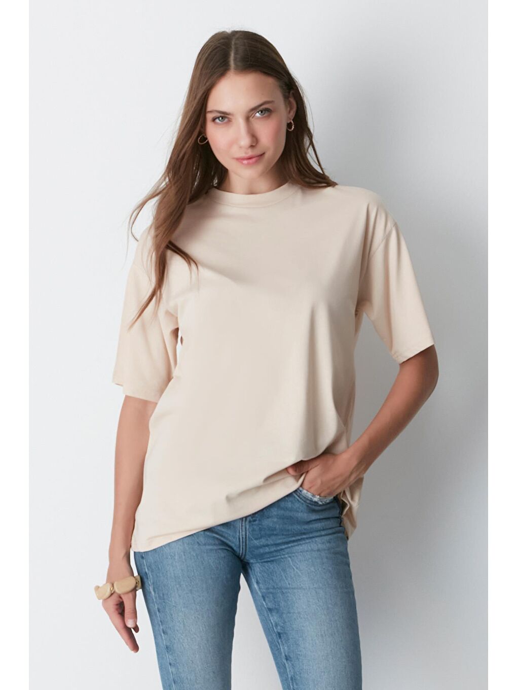 Bisiklet Yaka Kısa Kol 2'Li Casual Basic T-Shirt 961 Bordo/Bej-1