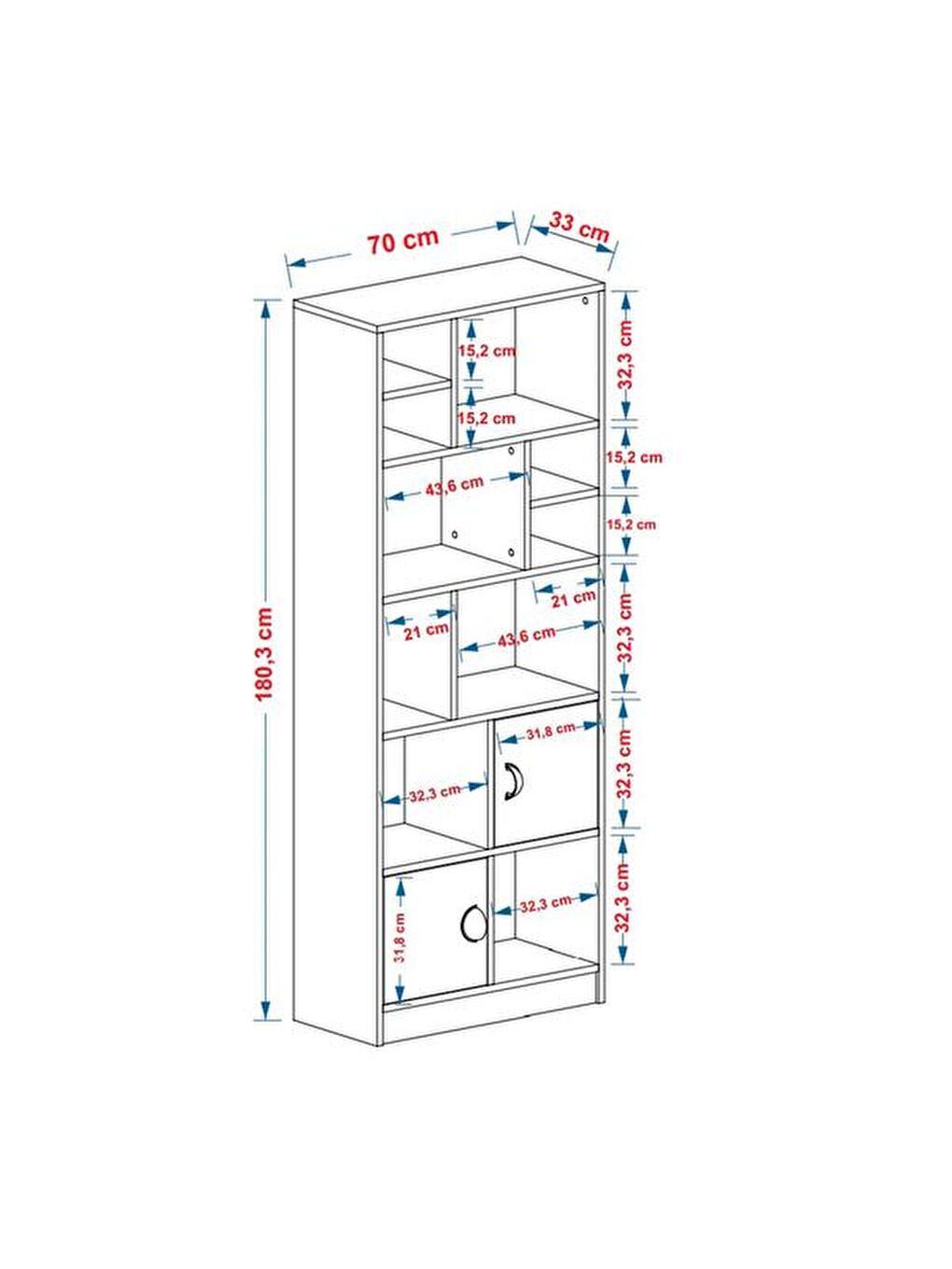 Kahverengi Julia Kitaplık - Safir Meşe / Antrasit-1