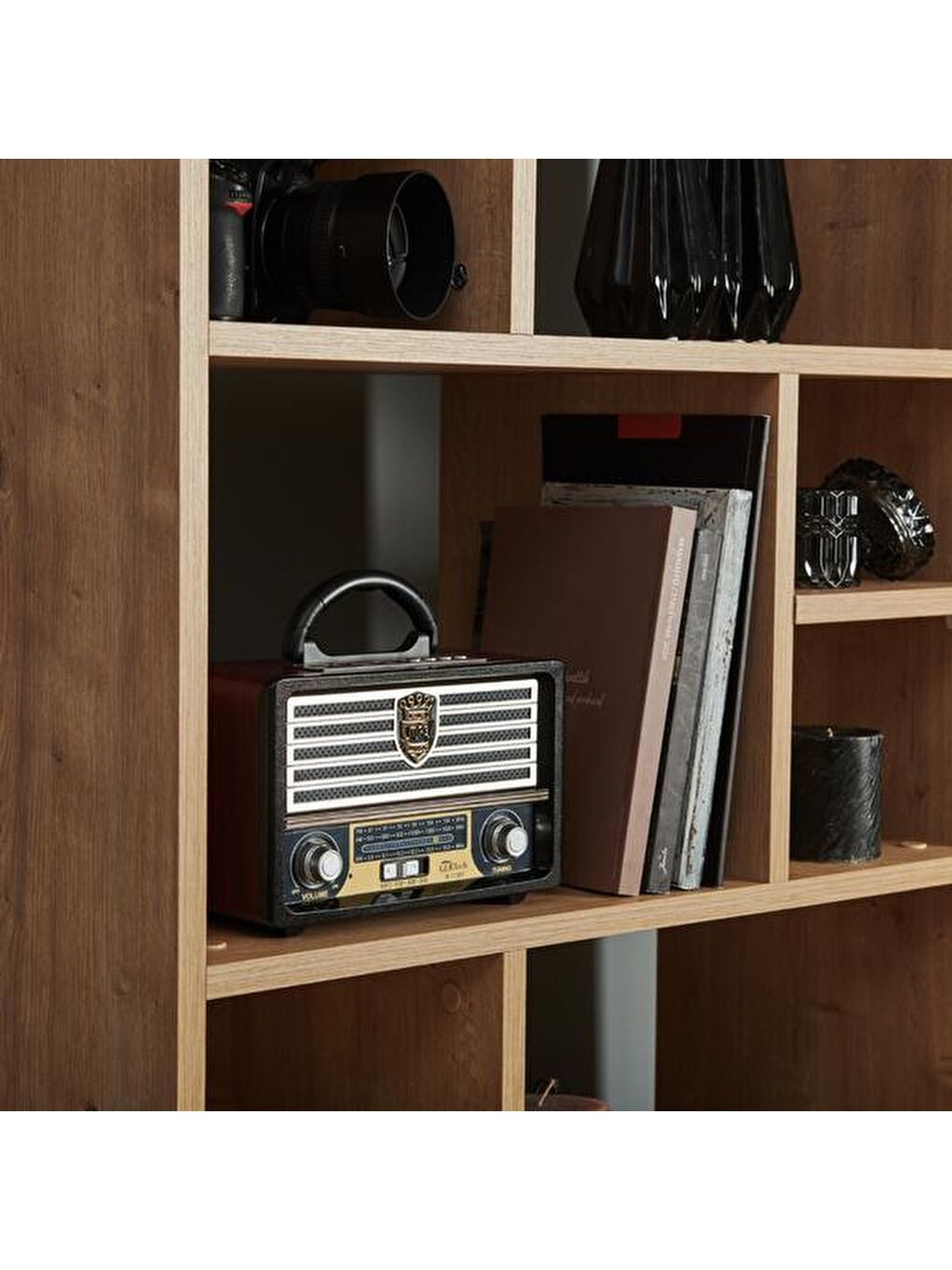 Kahverengi Julia Kitaplık - Safir Meşe / Antrasit-6