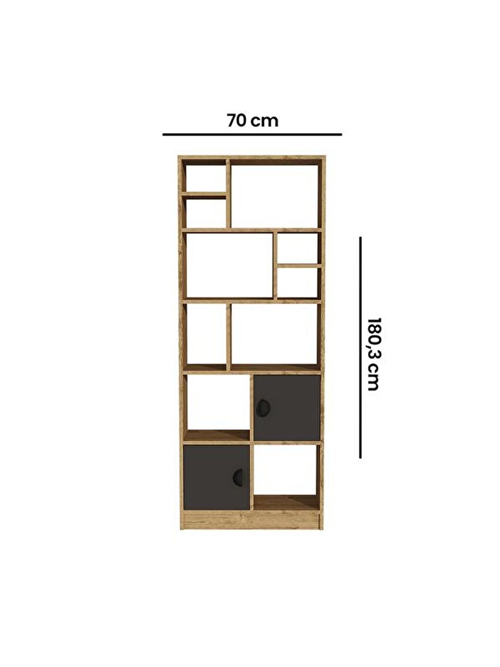 Kahverengi Julia Kitaplık - Safir Meşe / Antrasit-9
