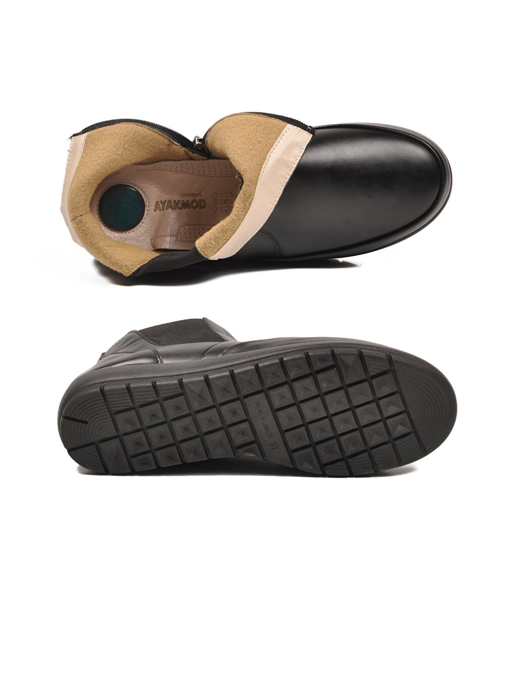 Siyah Jel Taban Anatomik Fermuarlı Kadın Bot 303 Bot Z-4