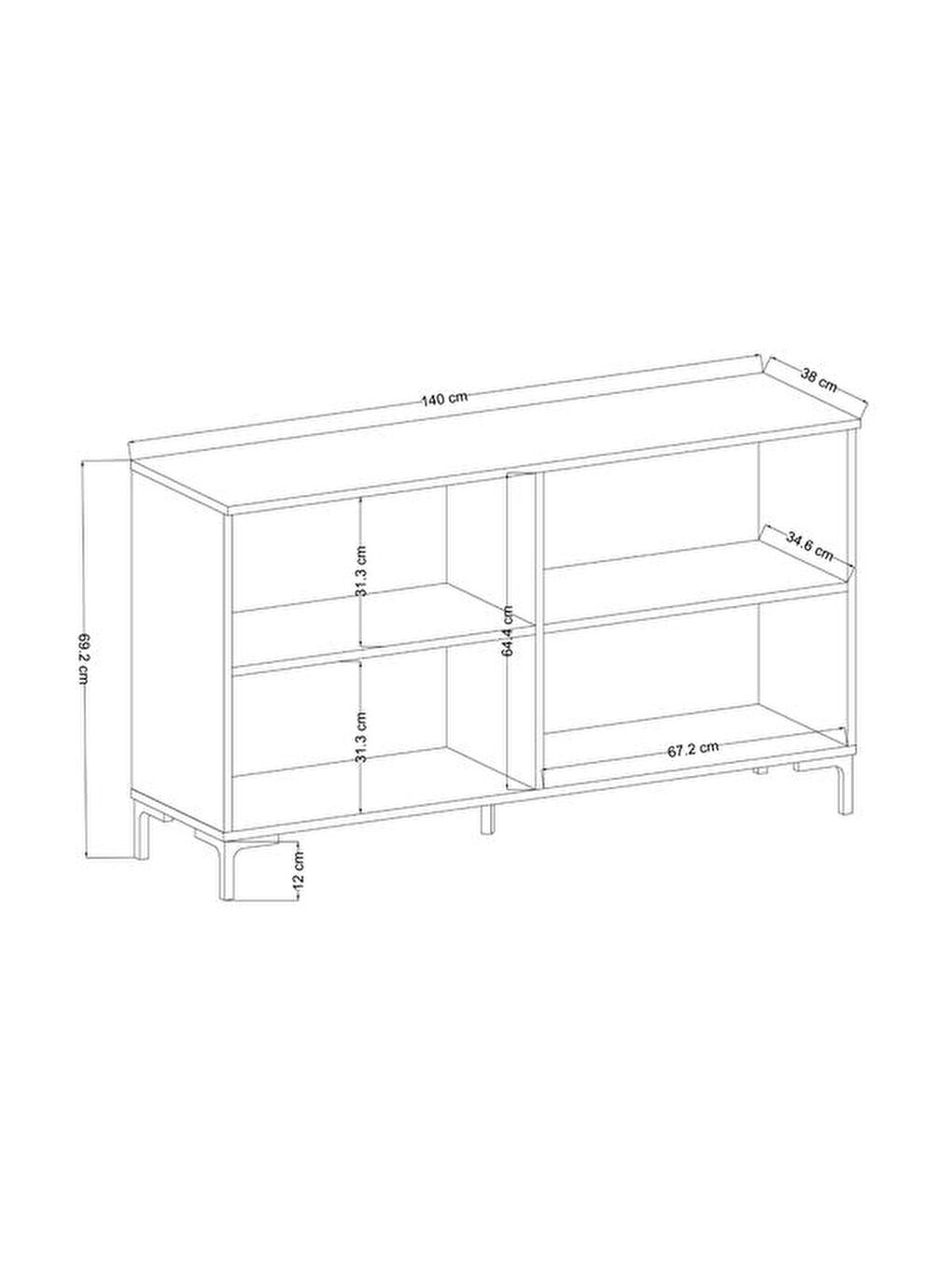 Karışık Alina 4 Kapaklı Konsol - Sepet / Antrasit / Yunus - 140 cm-8