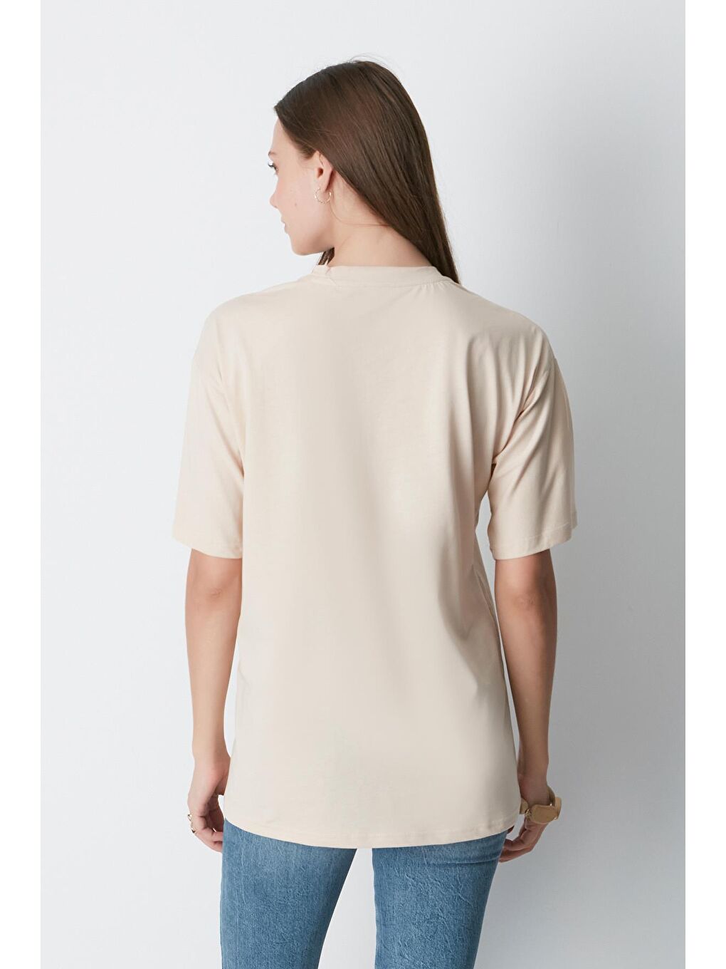 Bisiklet Yaka Kısa Kol 2'Li Casual Basic T-Shirt 961 Bordo/Bej-7