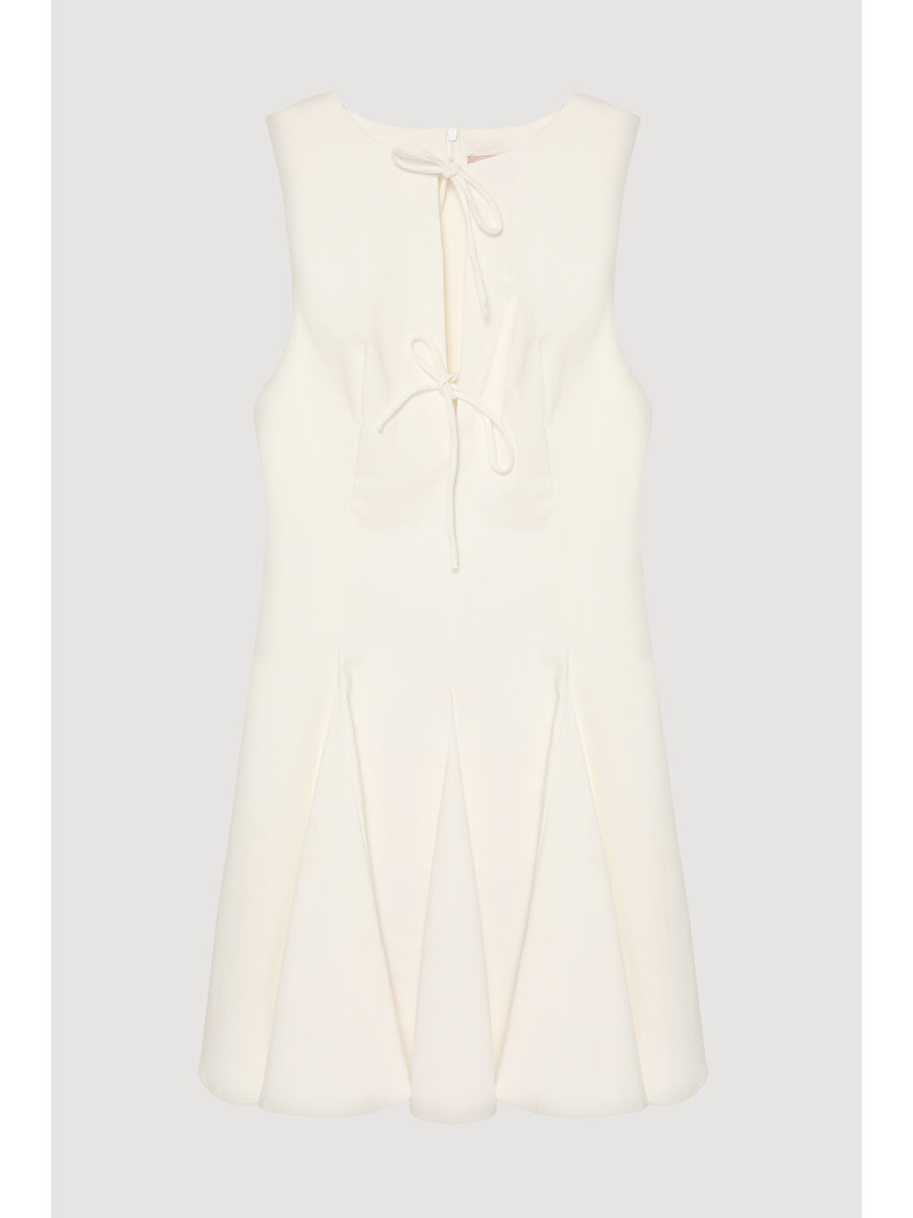 Fiyonk Bağlamalı Volanlı Mini Elbise Ekru