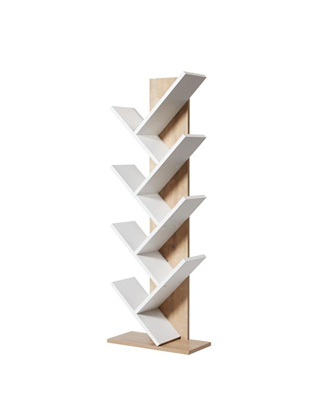 Kahverengi Line Kitaplık - Beyaz / Safir Meşe-2