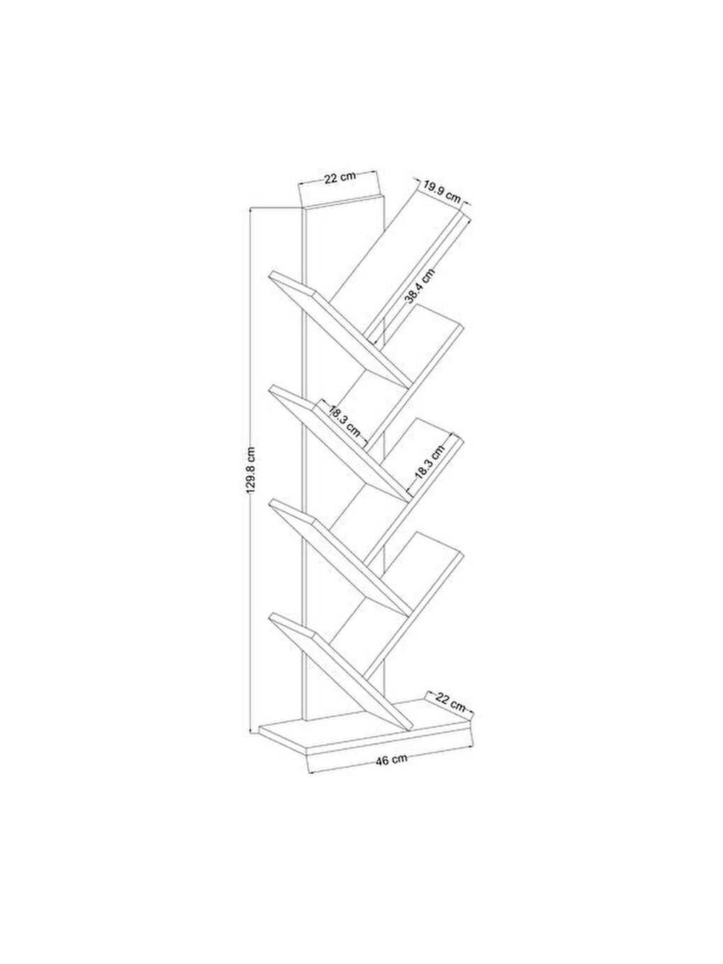 Kahverengi Line Kitaplık - Beyaz / Safir Meşe-4