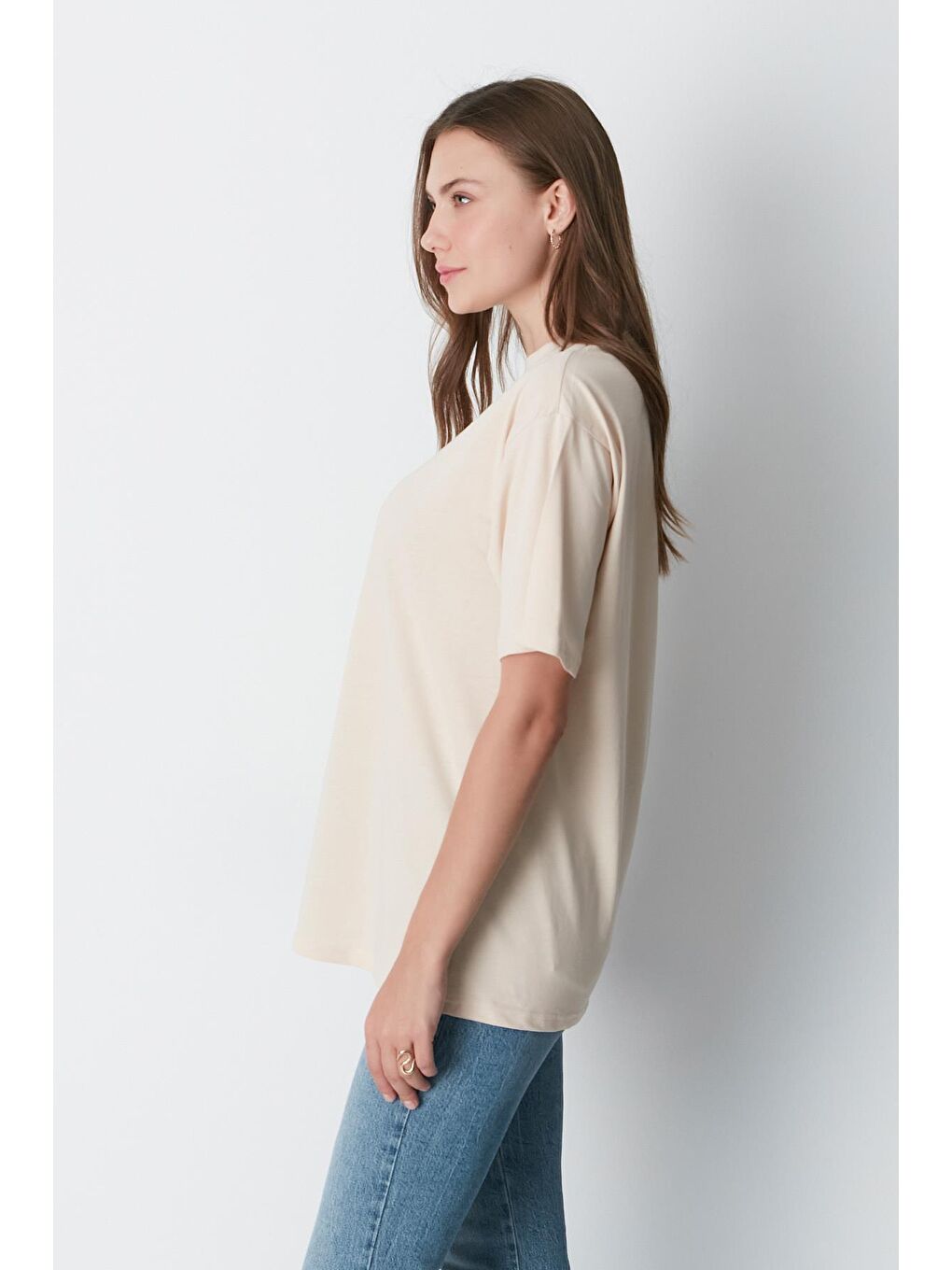 Bisiklet Yaka Kısa Kol 2'Li Casual Basic T-Shirt 961 Bordo/Bej-8