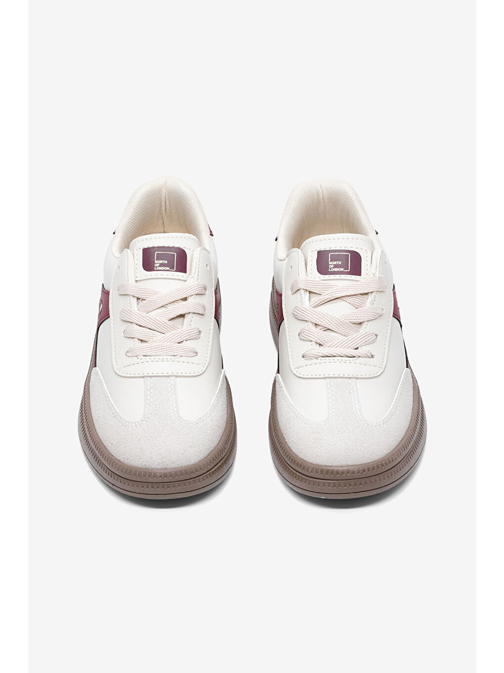 Kadın Bej Bordo Rahat Kalıp Kauçuk Taban Bağcıklı Sneaker-1