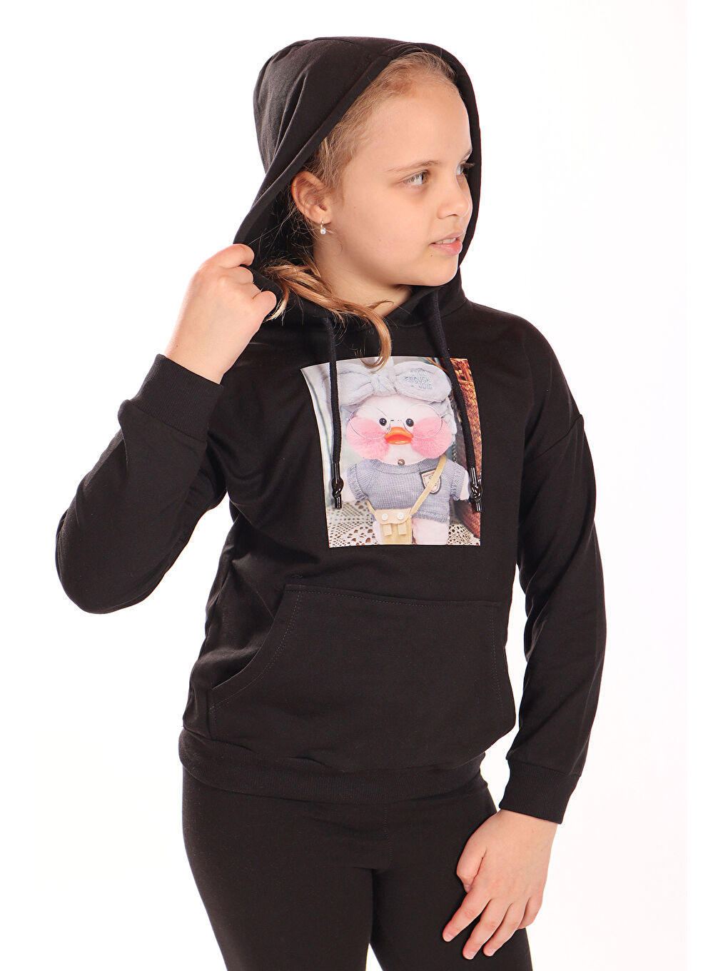 Toontoykids Siyah Kız Çocuk Baskılı Sweatshirt