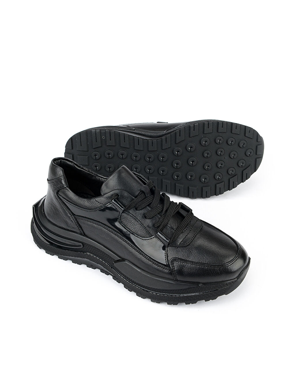 Erkek Hakiki Deri Günlük Sneaker 1611065Z002 Siyah-3